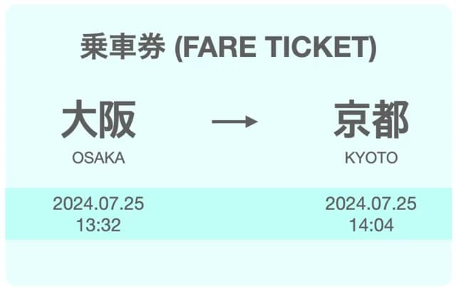 Japan train fare ticket